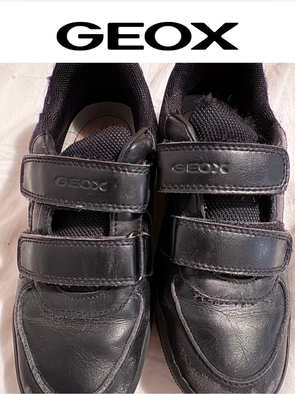 GEOX kids school Black Leather Velcro Sneakers